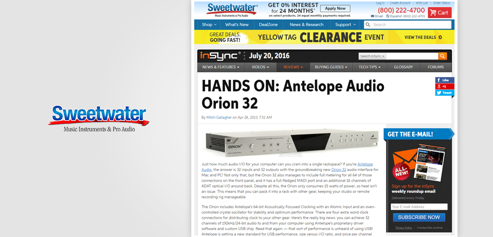 sweetwater hands on orion32